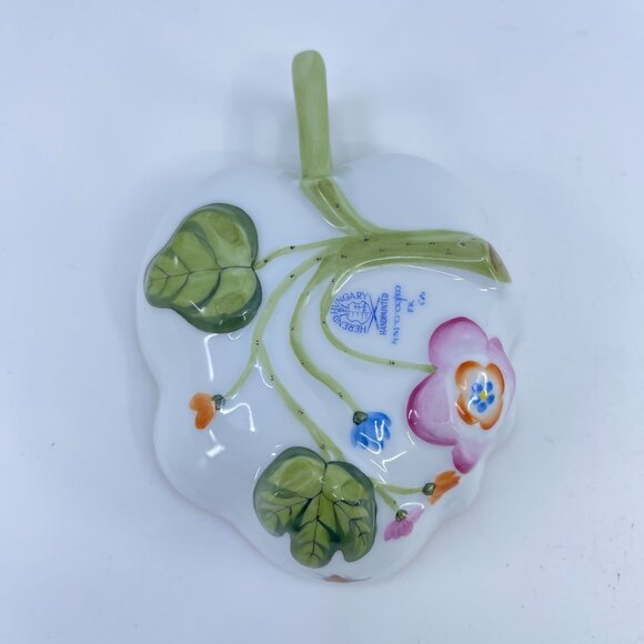 vintage herend hand painted porcelain deep leaf dish rothschild bird motif - Picture 6 of 8